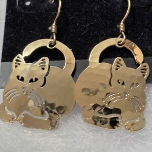 Wild Bryde Elegant 24k Gp Gold Statement Earrings Boho Hippie Cats